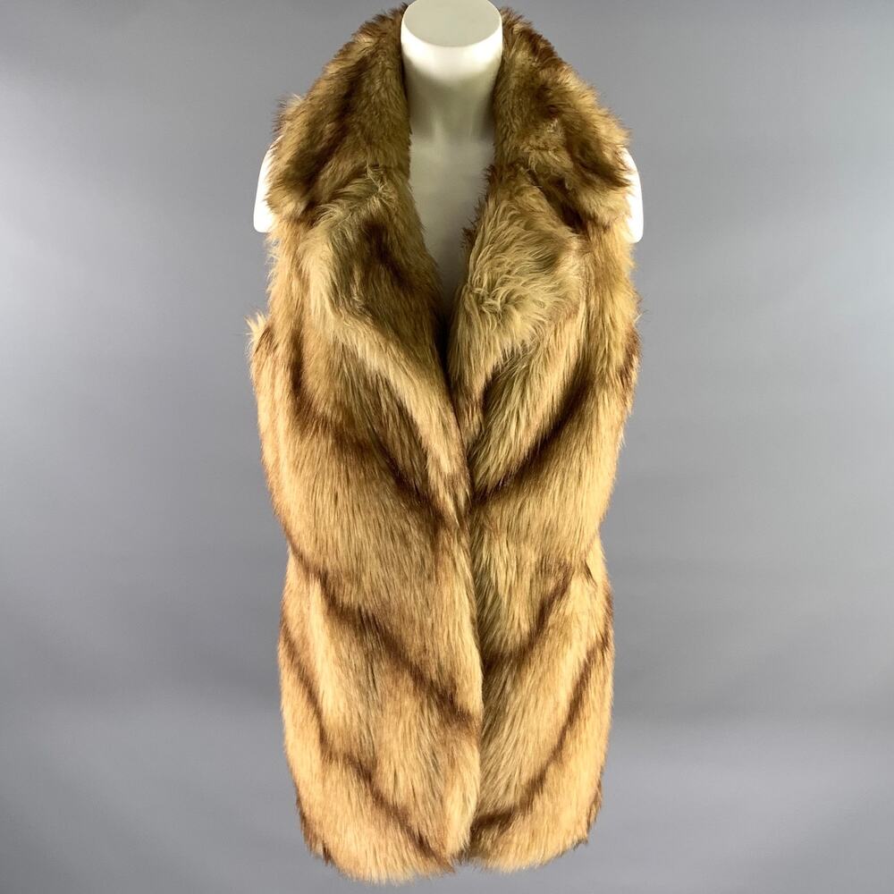 BASSO Size M Tan Brown Faux Fur Modacrylic Vest
